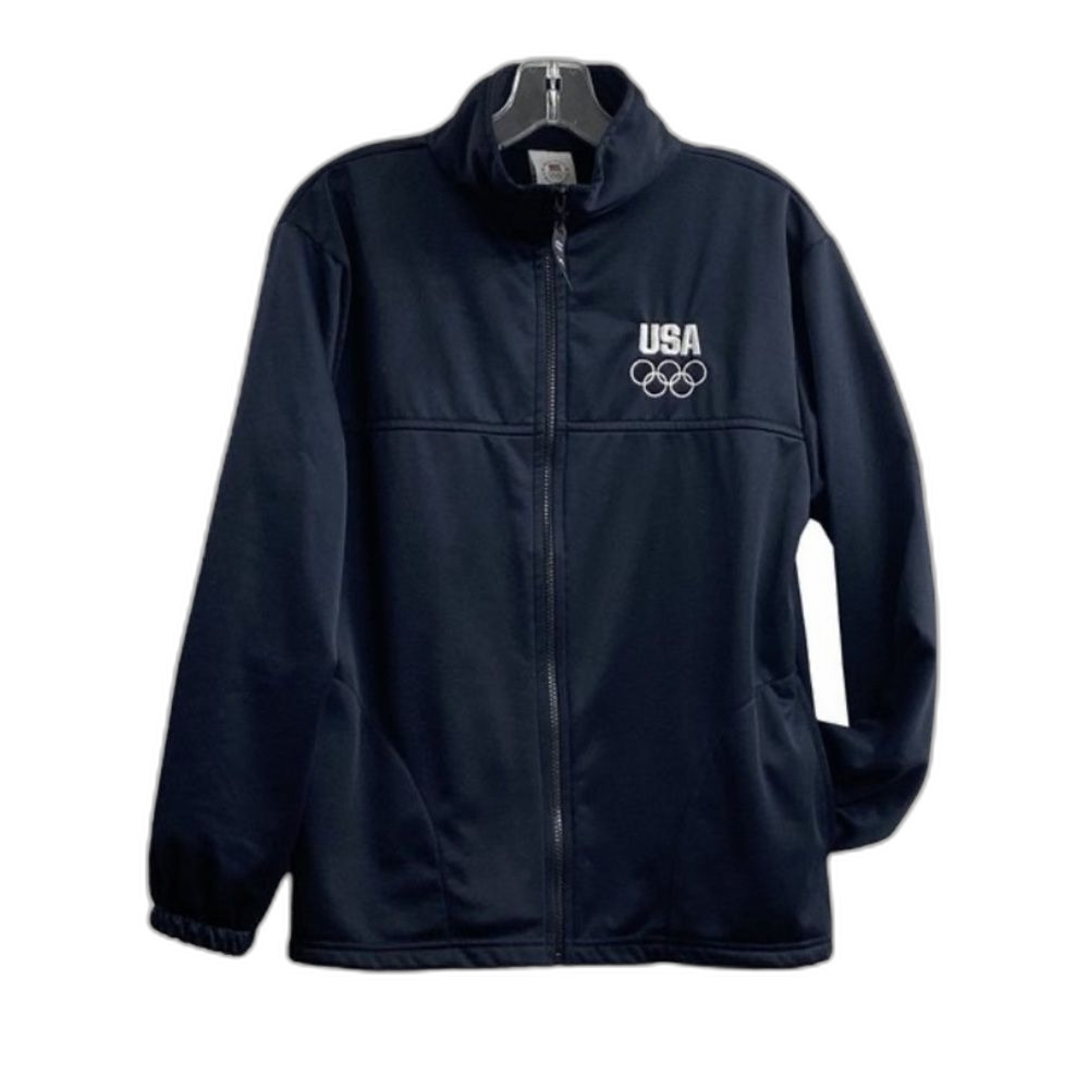 Vintage USA Olympic Committee Navy Full Zip Athletic Track Jacket Size L